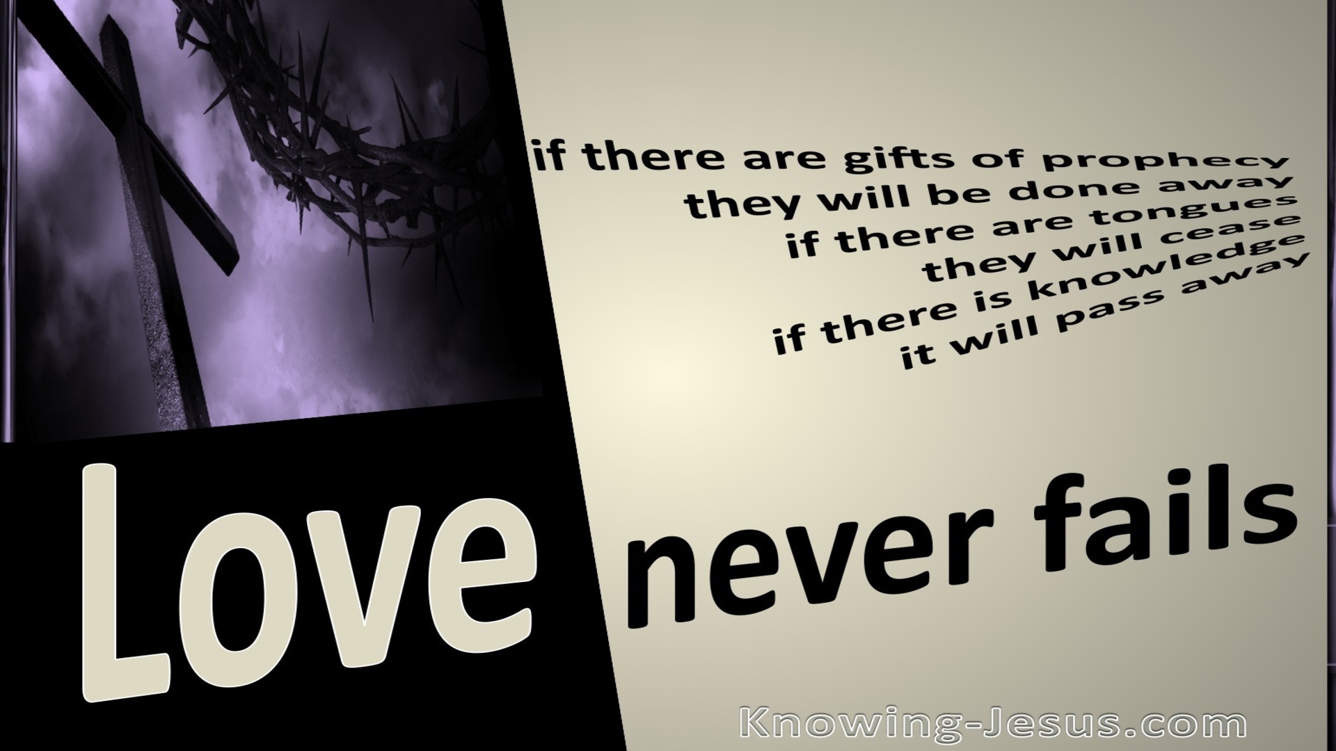 1 Corinthians 13:8 Love Never Fails (beige)